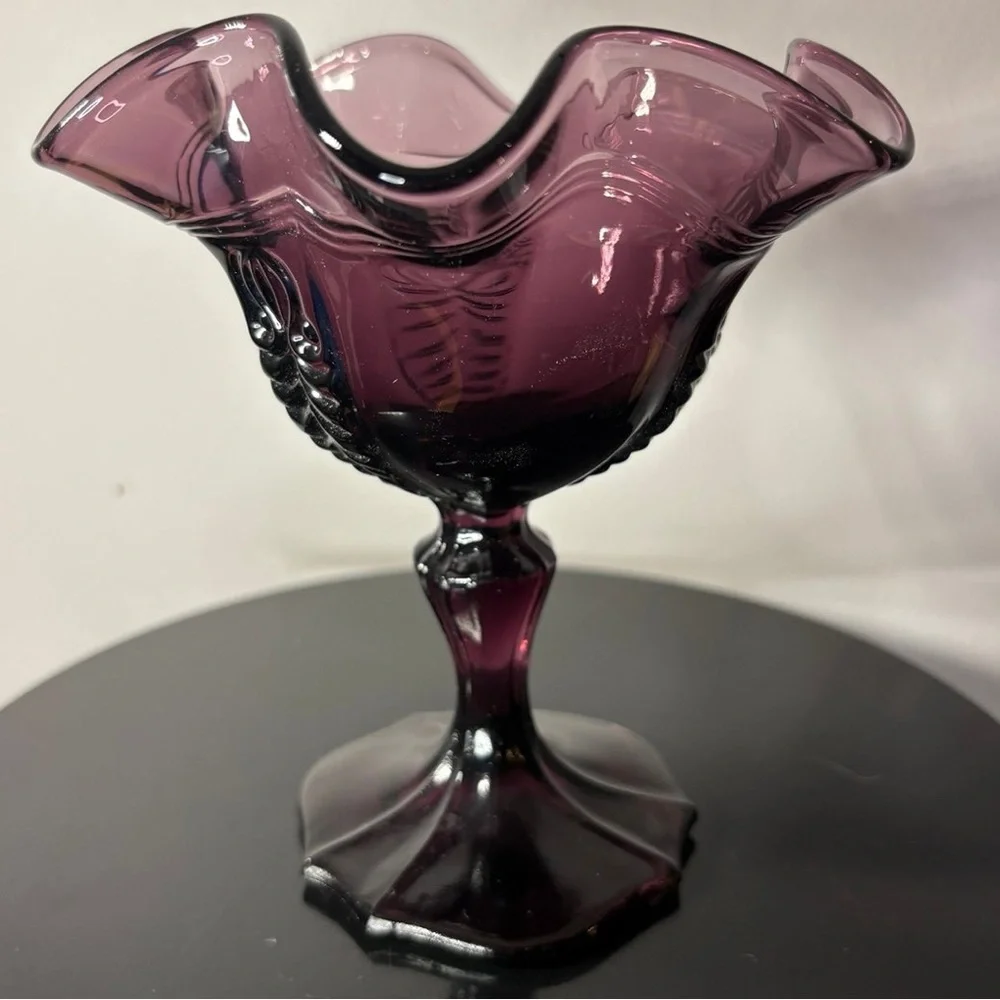 Fenton | Accents | Vintage Fenton Empress Amethyst Pedestal Compote ...